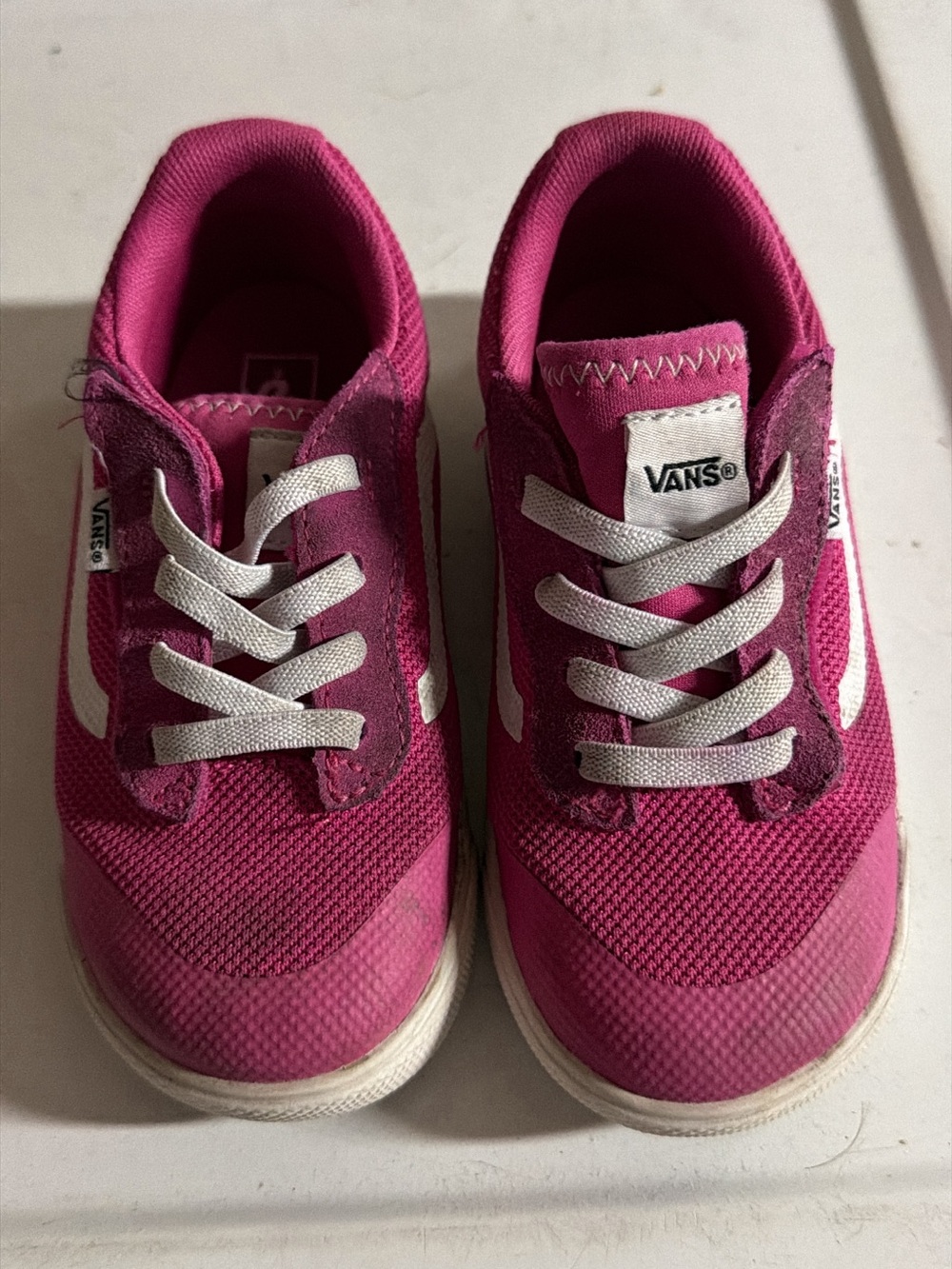 Vans Kids Hot Pink Velcro Sneakers with White Accents